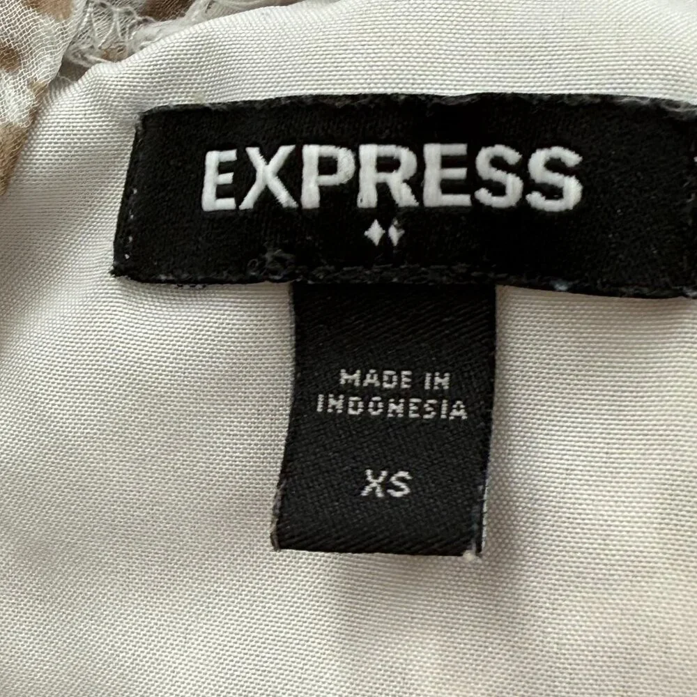 Express Mini Dress Tiered‎ Ruffle High neck Cinched waist XS Lined